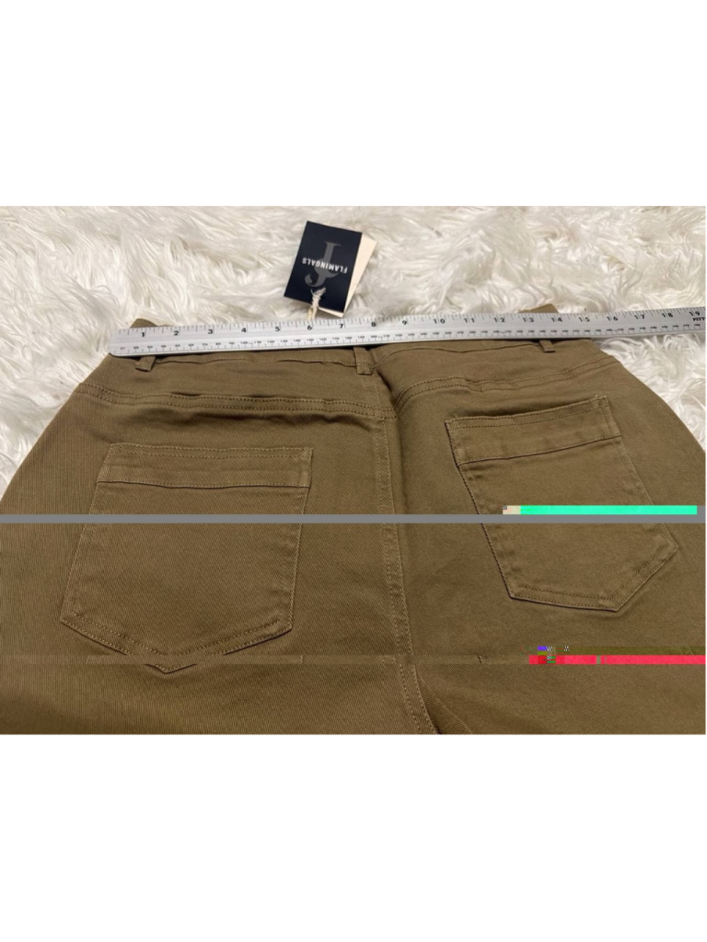Solid Patch Pocket Dual Button High Rise Straight Leg Crop Pants L - Picture 4 of 6